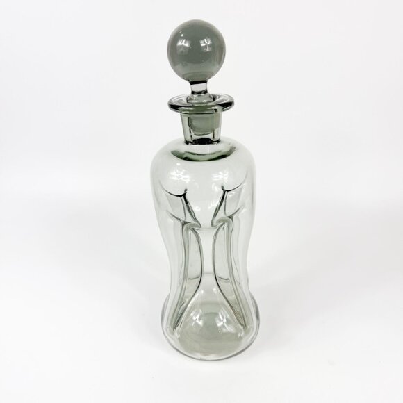 Vintage MCM Holmegaard Jacob Bang Kluk Kluk Glass Decanter Smoke Gray 12 Inches - Picture 3 of 7